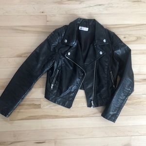 Girl faux leather jacket